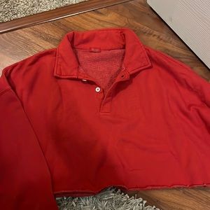 Red Cropped Collar Shirt